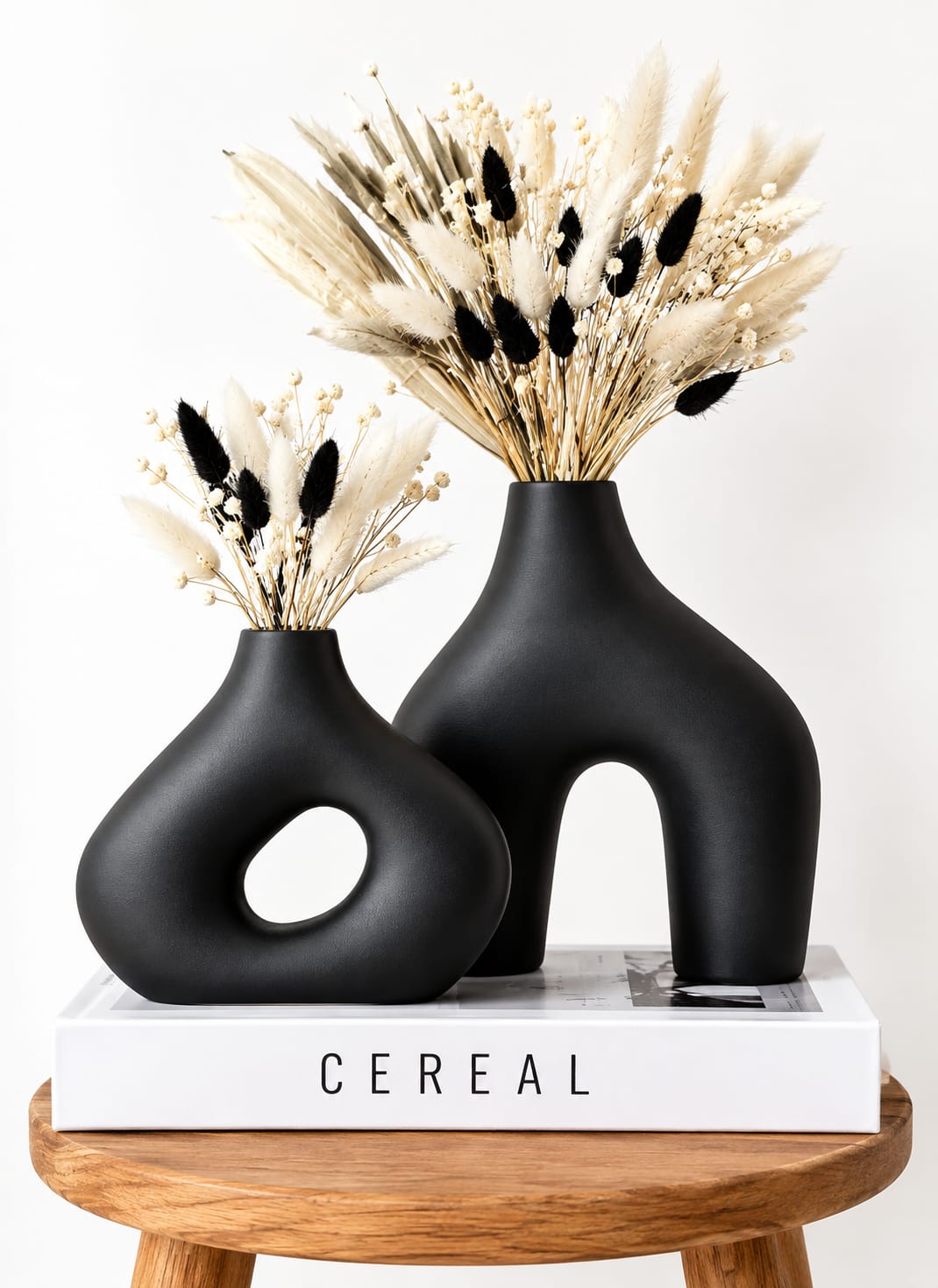 Black Decorative Vase Set – Modern Home Décor Flower Vases