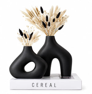 Black Decorative Vase Set – Modern Home Décor Flower Vases