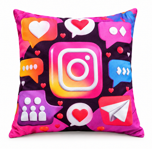 Social Media Cushion – Colorful Decorative Throw Pillow