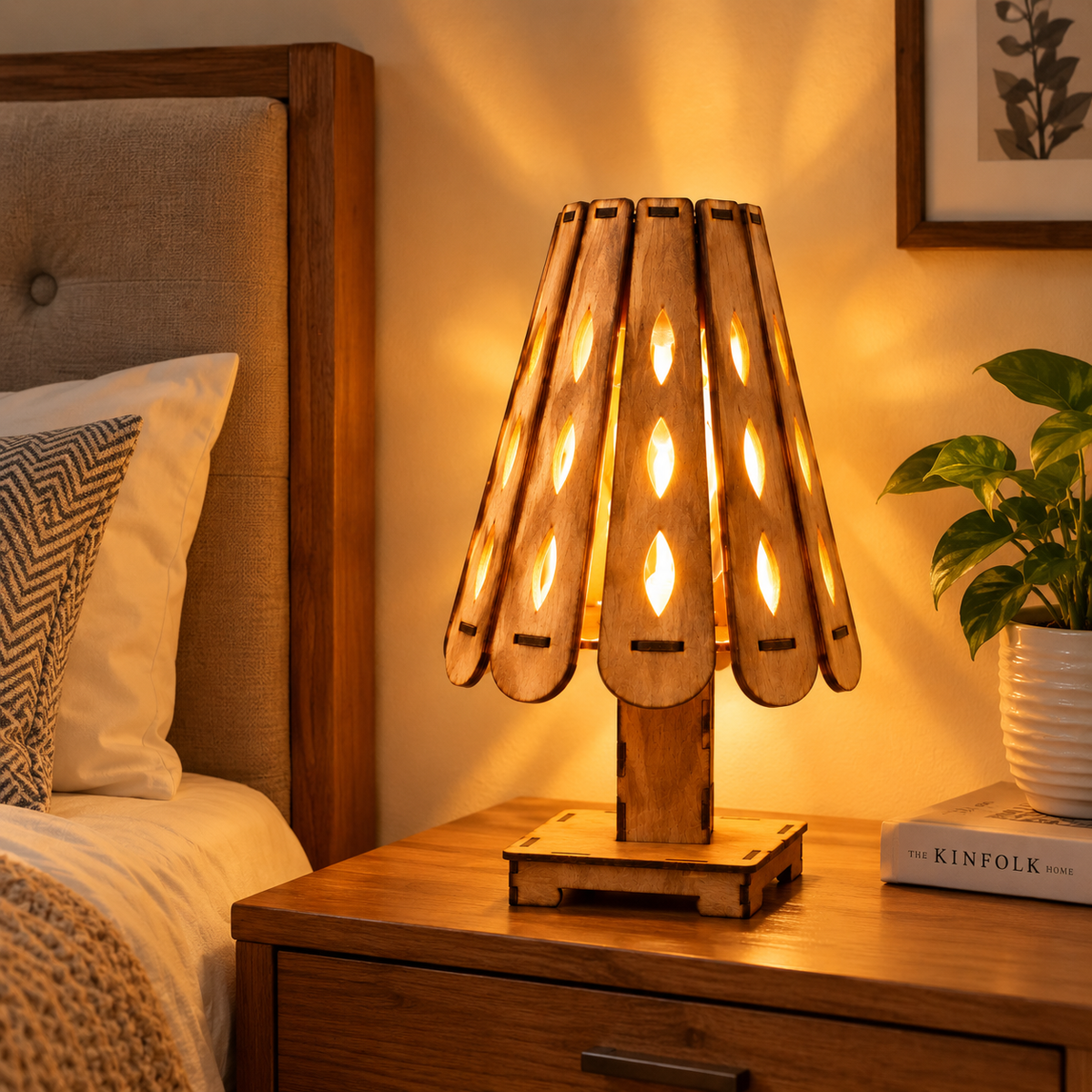 Wooden Night Lamp – Stylish Decorative Table Light